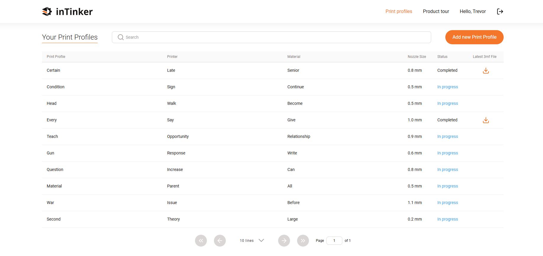 print profile ui